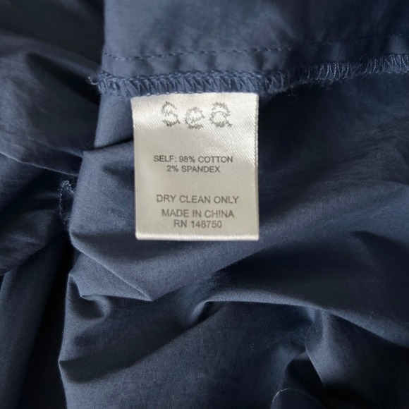 Sea New York Marlene Tunic Mini Dress Smocked Ruffle Blue Cotton Blend Sz Small - Picture 6 of 6